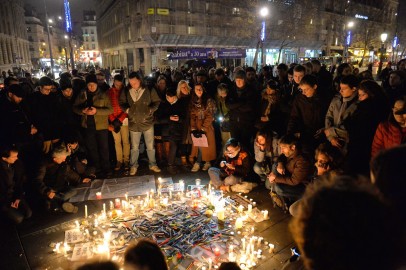 Tribute To Victims Killed During Attack At Satirical Magazine Charlie Hebdo At Place De La Republique In Paris