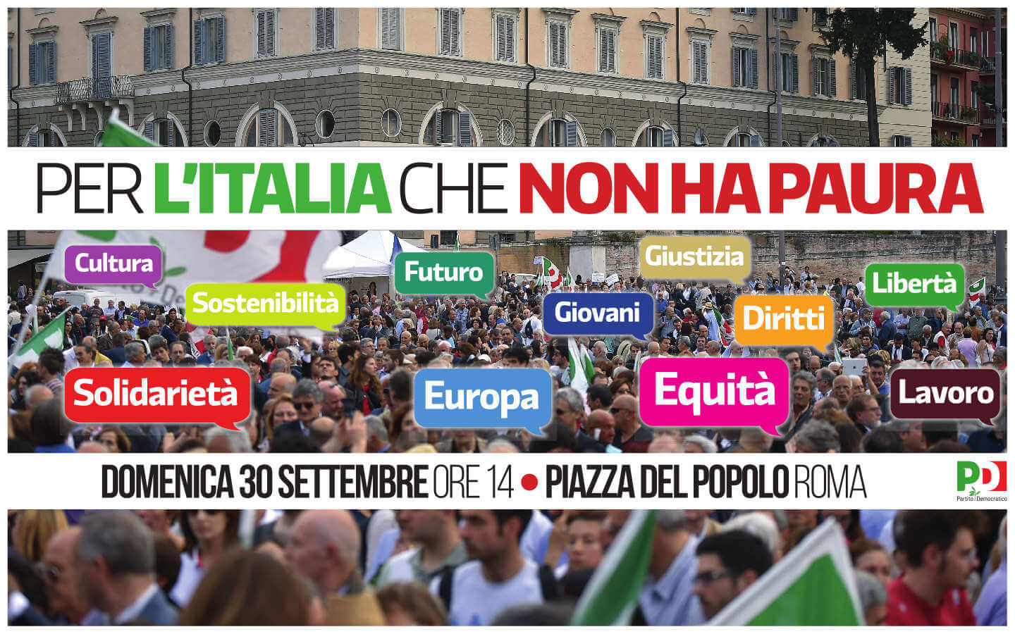 manifestazione PD roma 30 settembre
